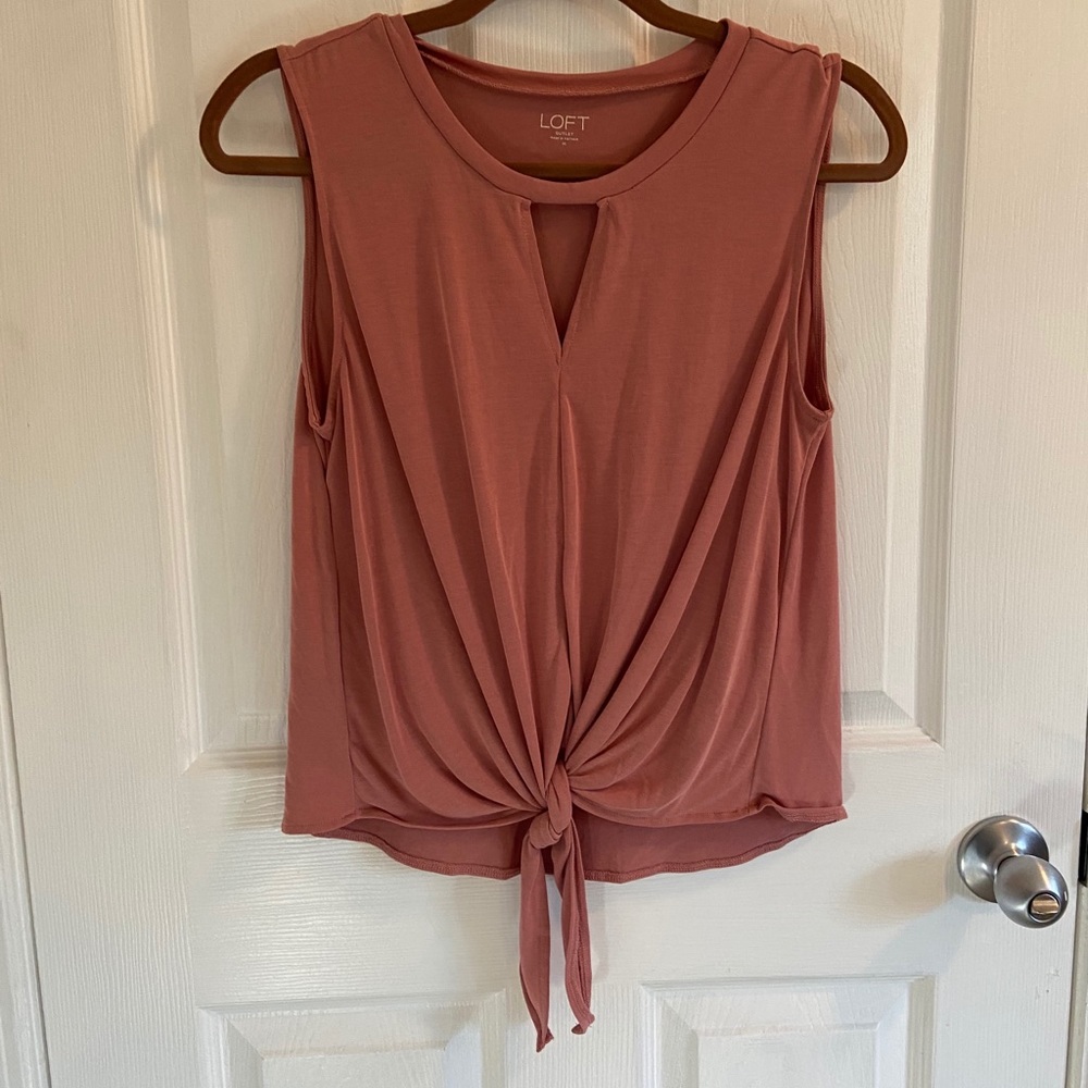 Loft outlet Tie front Rose Tank Top